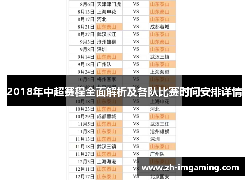 2018年中超赛程全面解析及各队比赛时间安排详情