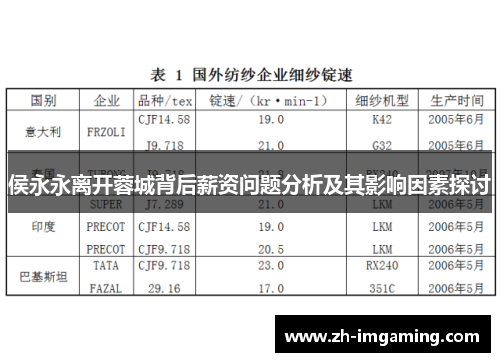 侯永永离开蓉城背后薪资问题分析及其影响因素探讨